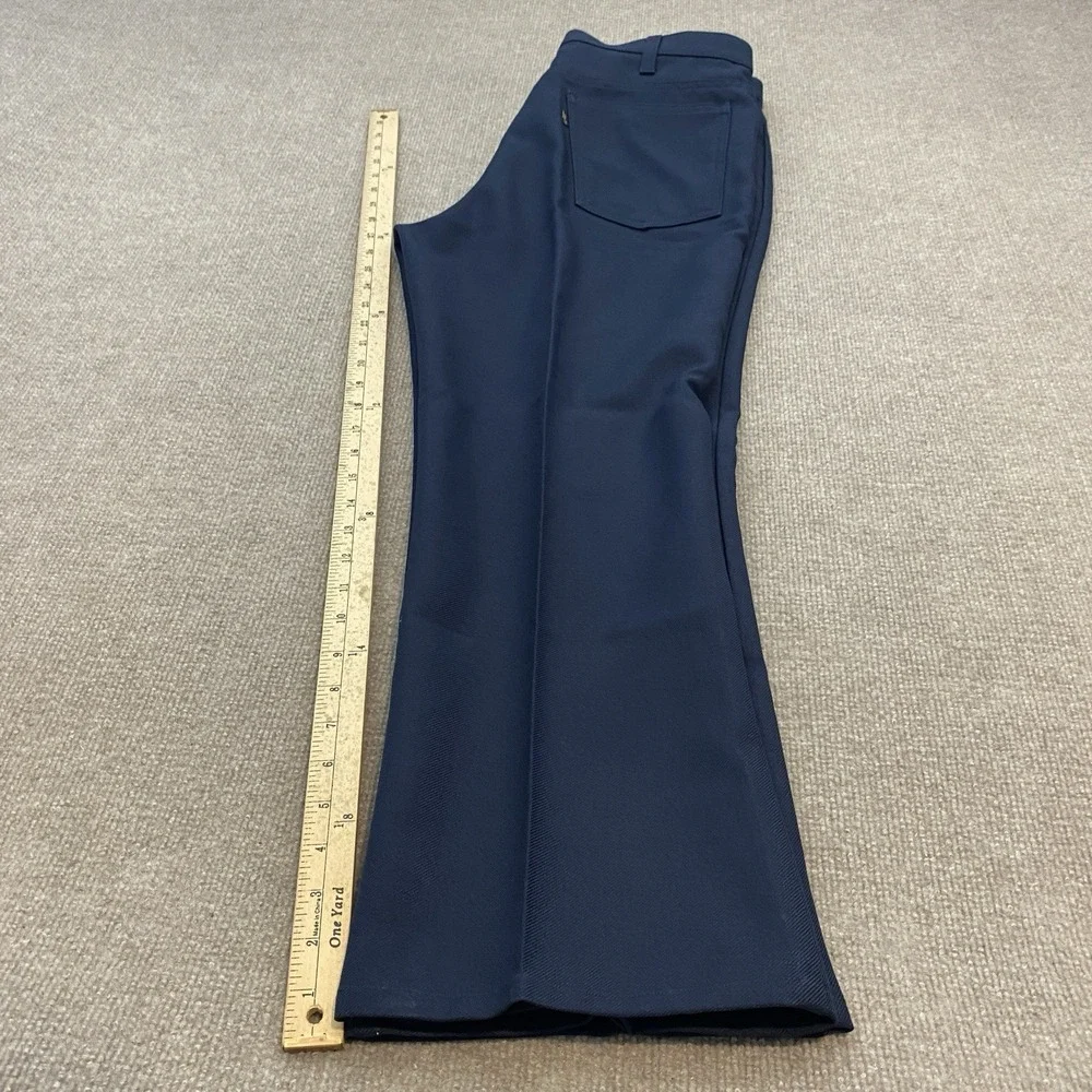 Vintage 70s Levis 517 Saddleman Boot‎ Cut Slacks Mens 35x27 Blue Dress Pants USA